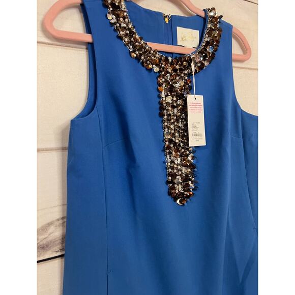 Lilly Pulitzer Size 2 Blue Dress Shell Pearl Accents Edita - Picture 7 of 7